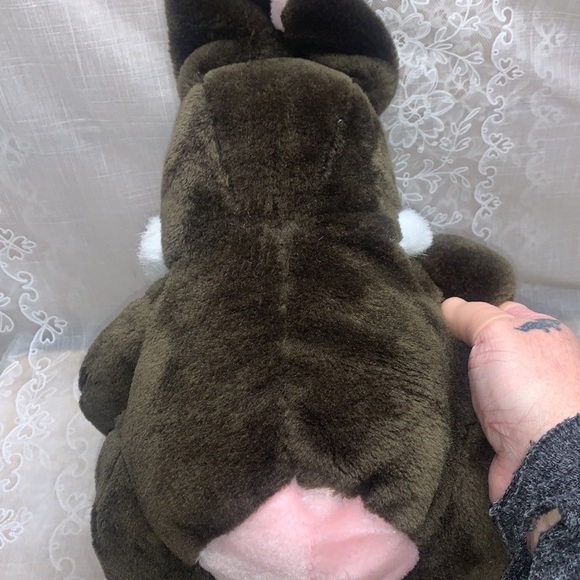 16" Pink, white & brown Easter chocalate strawberry bunny plush plastic eyelids - Picture 6 of 8